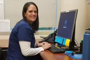 Marnie harris using a computer